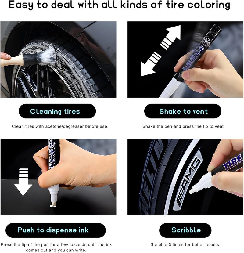 NYTKL Tire Paint Pen for Car, Waterproof Paint Pens Oil-Based Markers for Tire Lettering, Quick Dry Non-Fading Tyre Pen Permanent Drawing Marker for Car Truck Motorcycle Tires (Silver) - Image 3